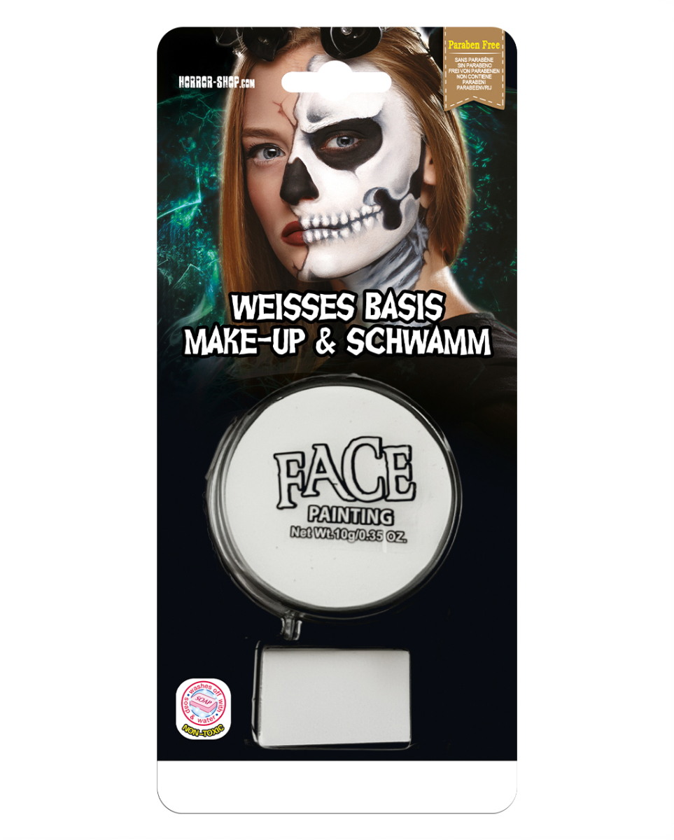 Weißes Halloween Basis Make-up & Schwamm