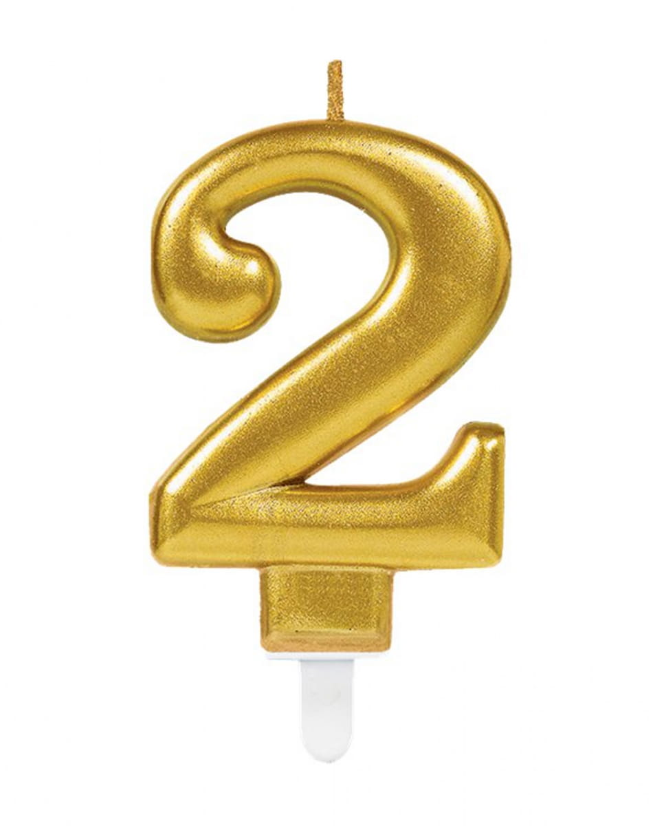 Zahlenkerze 2 Metallisch Gold