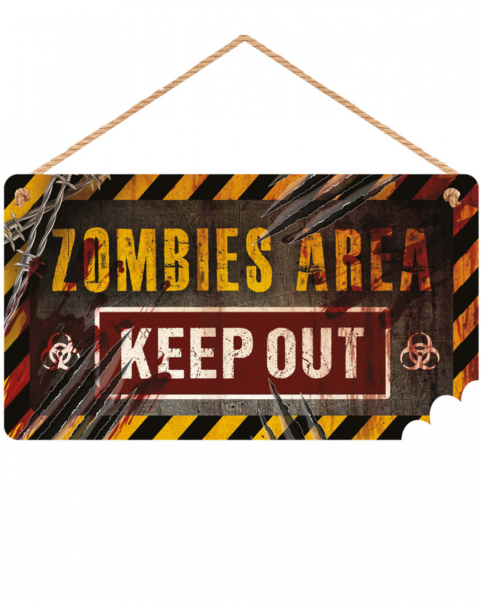 Zombie Area Holz Warnschild 20x35cm