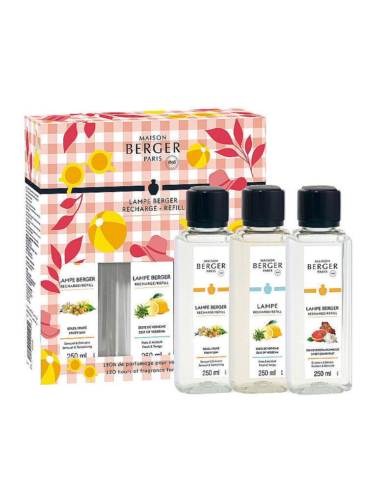 MAISON BERGER PARIS Parfums Triopack ESTIVAL  3x250ml Zeste Verveine/Pamplemousse koralle
