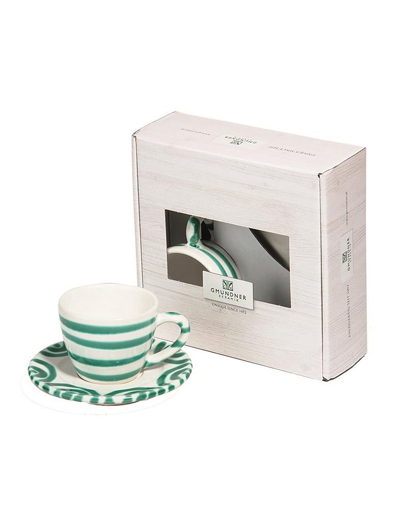 GMUNDNER KERAMIK Tasse und Untertasse - Espresso for you Gourmet - 2-tlg. Grün Geflammt grün