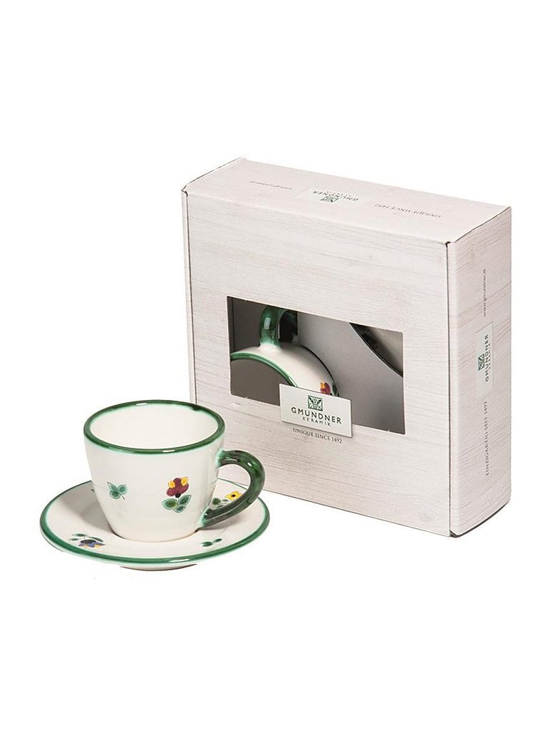 GMUNDNER KERAMIK Tasse und Untertasse - Espresso for you Gourmet - 2-tlg. Streublumen bunt