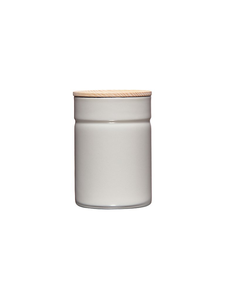 RIESS Frischhaltedose - Emaille Vorratsdose mit Eschenholz-Deckel Truehomewear  12 cm 525ml grau