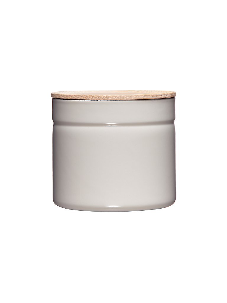 RIESS Frischhaltedose - Emaille Vorratsdose mit Eschenholz-Deckel Truehomewear 12cm 1390ml grau