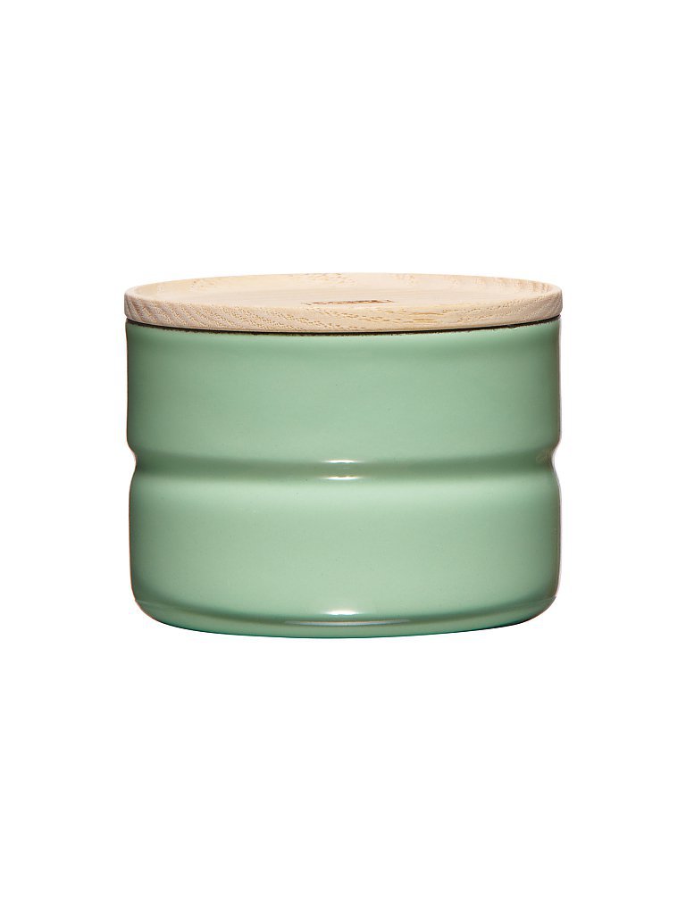 RIESS Frischhaltedose - Emaille Vorratsdose mit Eschenholz-Deckel Truehomewear  6cm 230ml grün