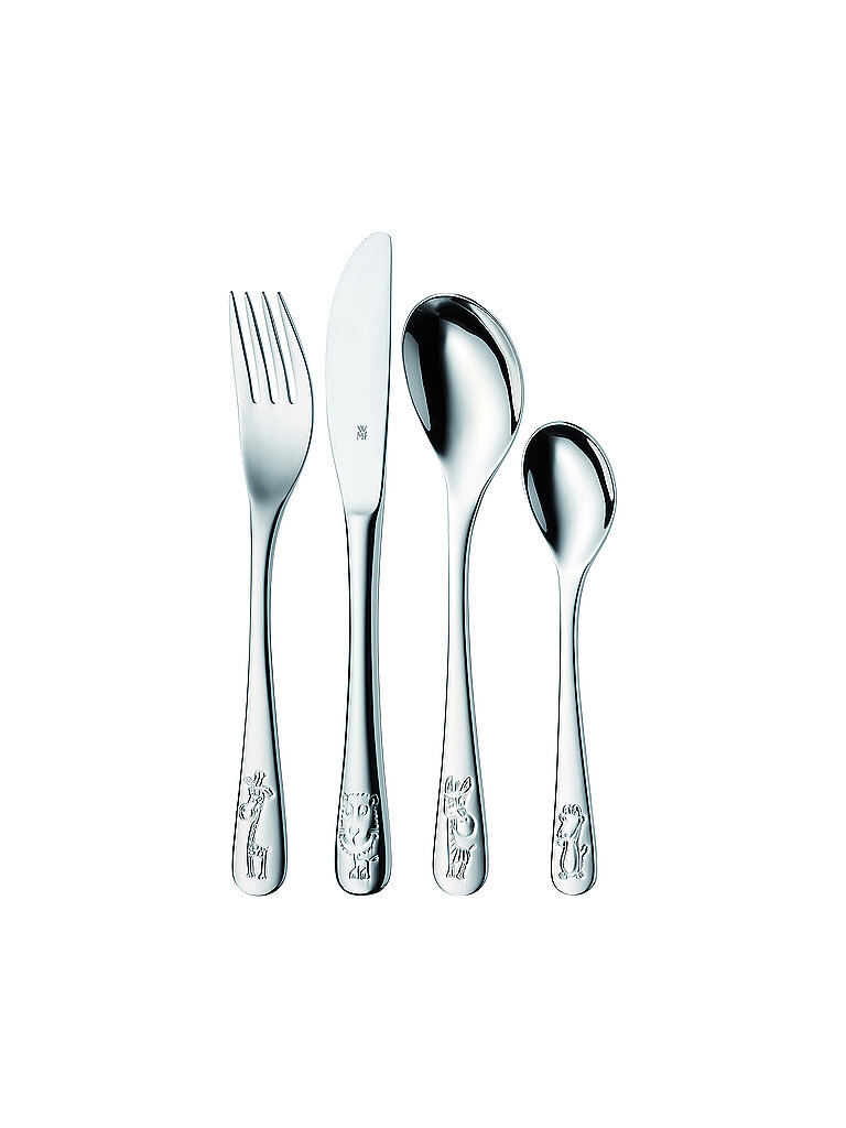 WMF Kinder Besteck 4-teilig Safari Crogargan / Bunt silber