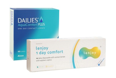 DAILIES AquaComfort Plus (90 Linsen) + Lenjoy 1 Day Comfort (10 Linsen)