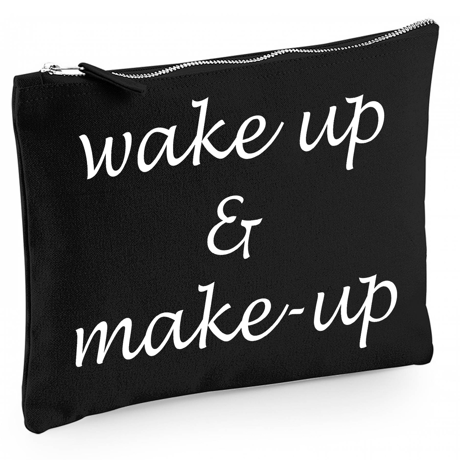 Baumwoll Canvas Kosmetiktasche - Kulturbeutel - Schminktasche Modell: wake up and make-up