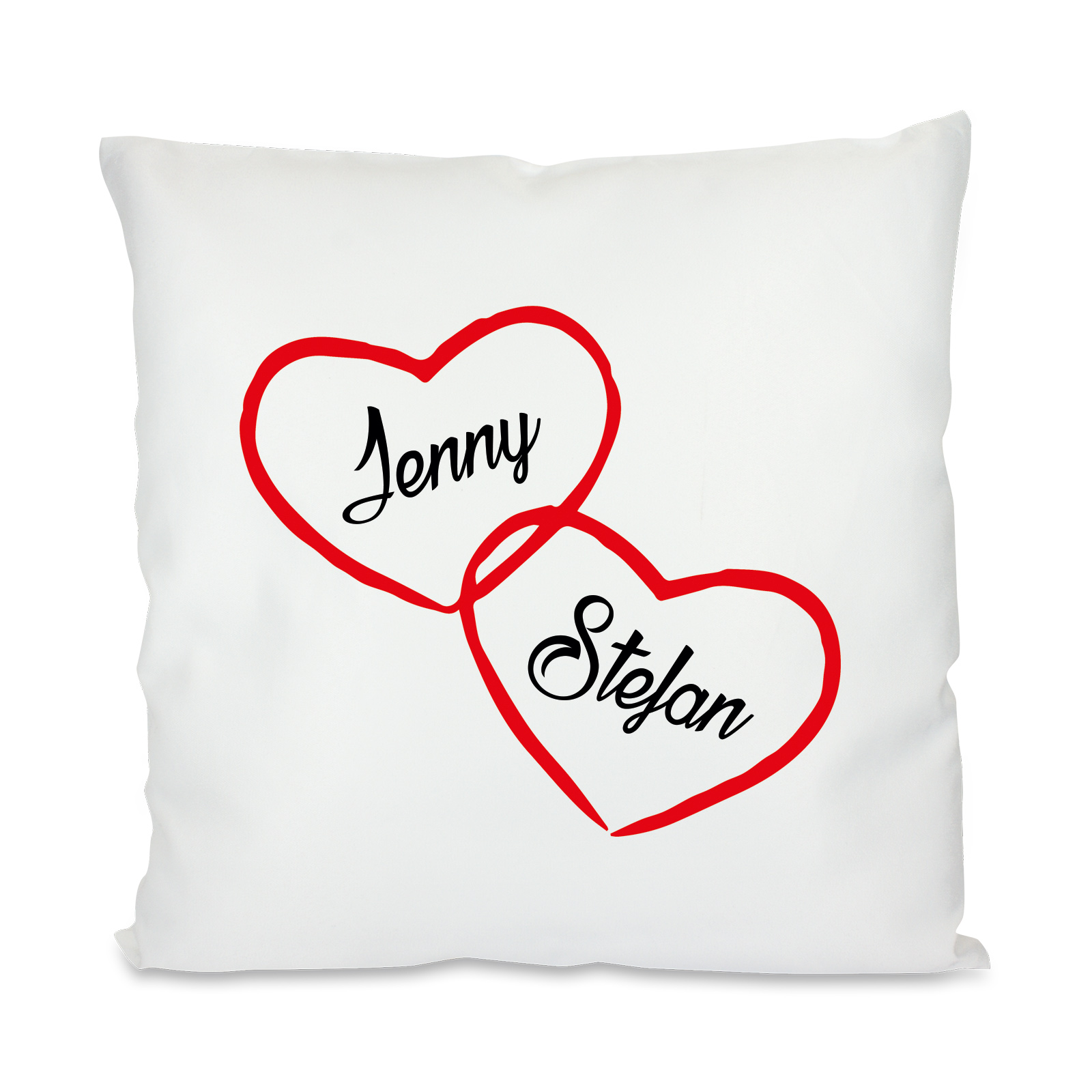 Kissen 'Doppelherz' mit Namen