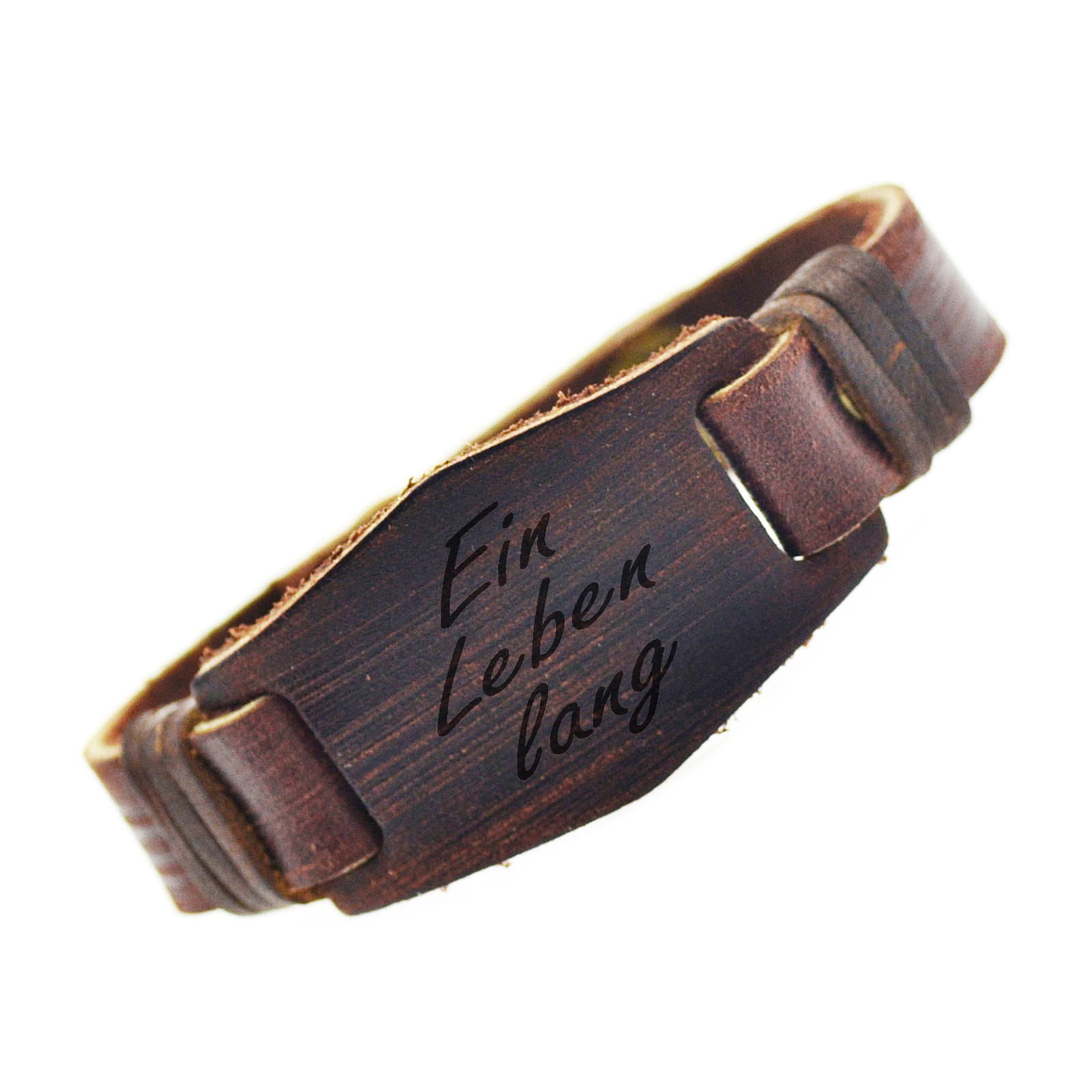 Leder Armband mit Druckknopf 2.4 cm - inklusive Gravur