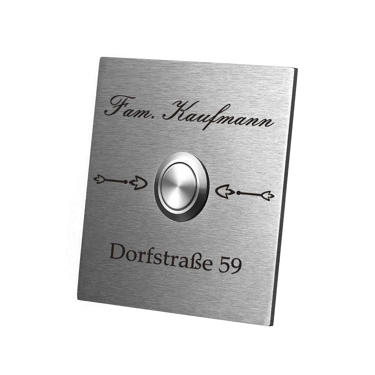 LED T?rklingel aus Edelstahl Model Falke inkl. Gravur Motiv Familienname