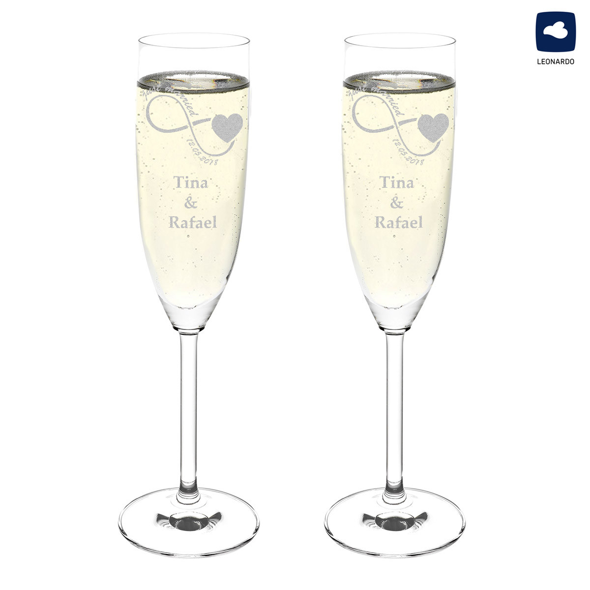 2er Set Leonardo Sektgl?ser Daily mit Gravur