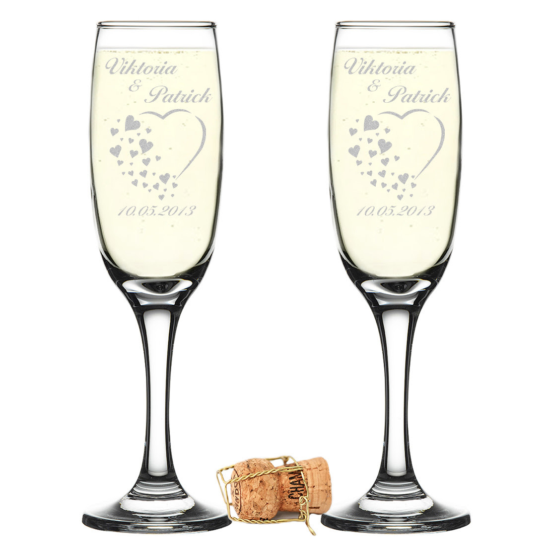 2er Set Sektgl?ser mit personalisierter Wunschgravur