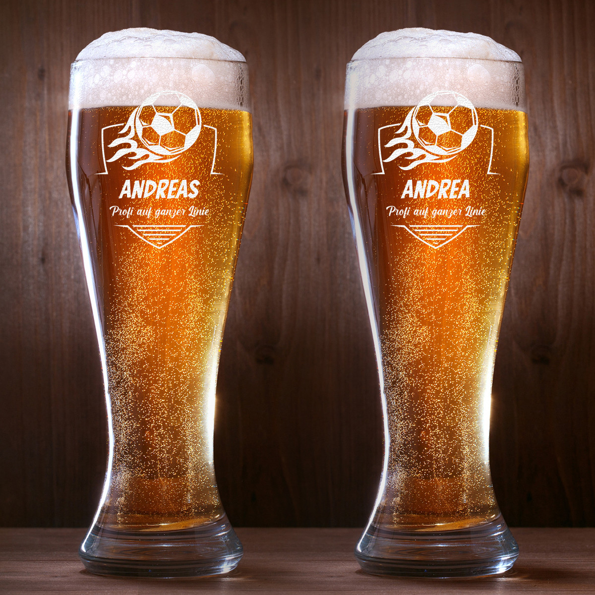 Weizenbierglas 0,5l im 2er Set mit Wunschmotiv Fu?ball