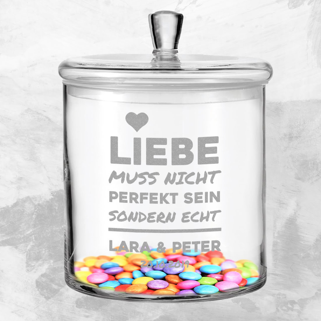 Leonardo Keksdose aus Glas mit personalisierter Gravur Hochzeit
