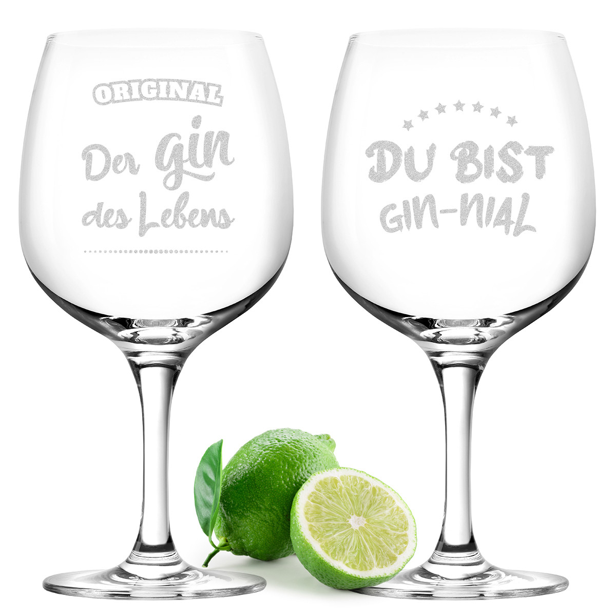 Gin Glas 2er-Set mit gravierten Spruch