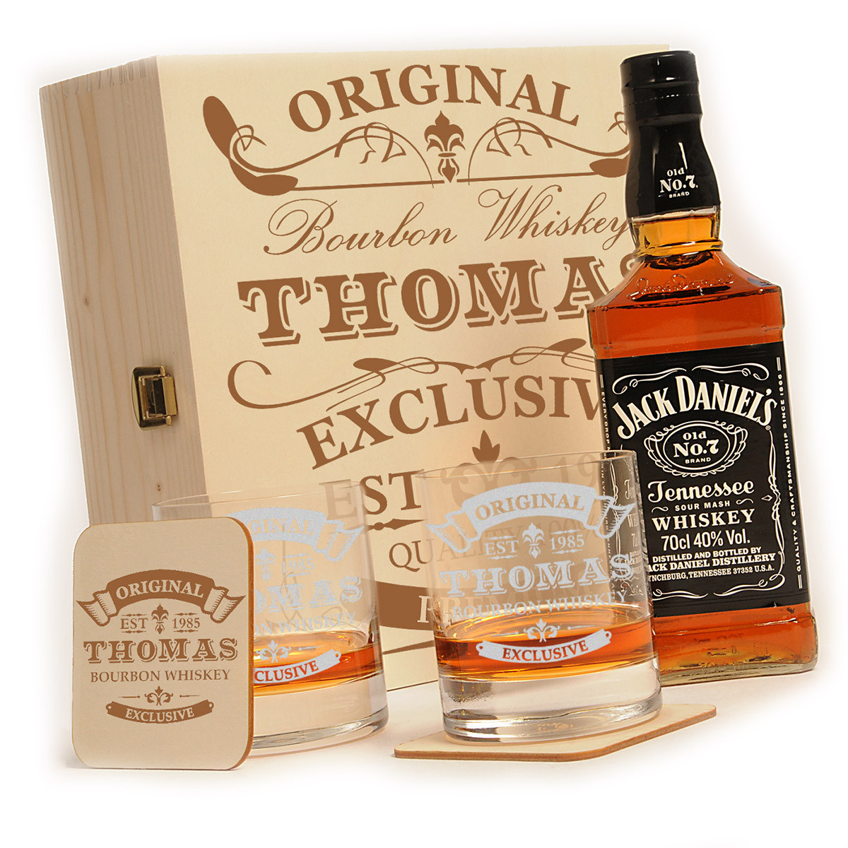 Jack Daniels Whiskey Geschenkset mit Gravur