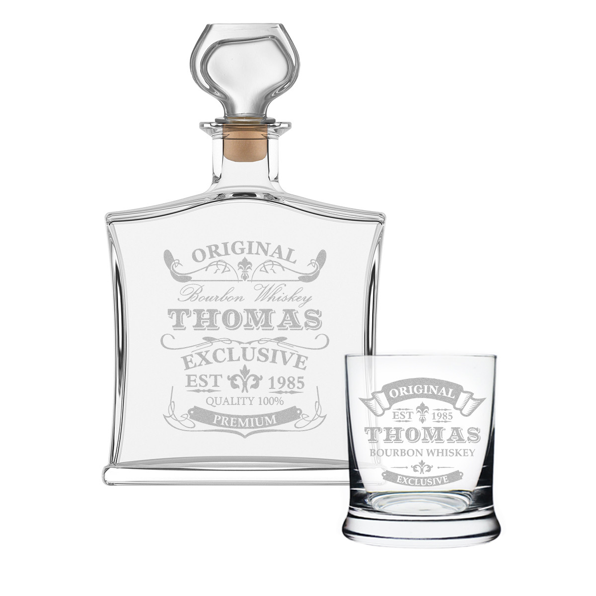 2-tlg. Whisky Geschenkset Flasche 1x Glas inkl. Gravur