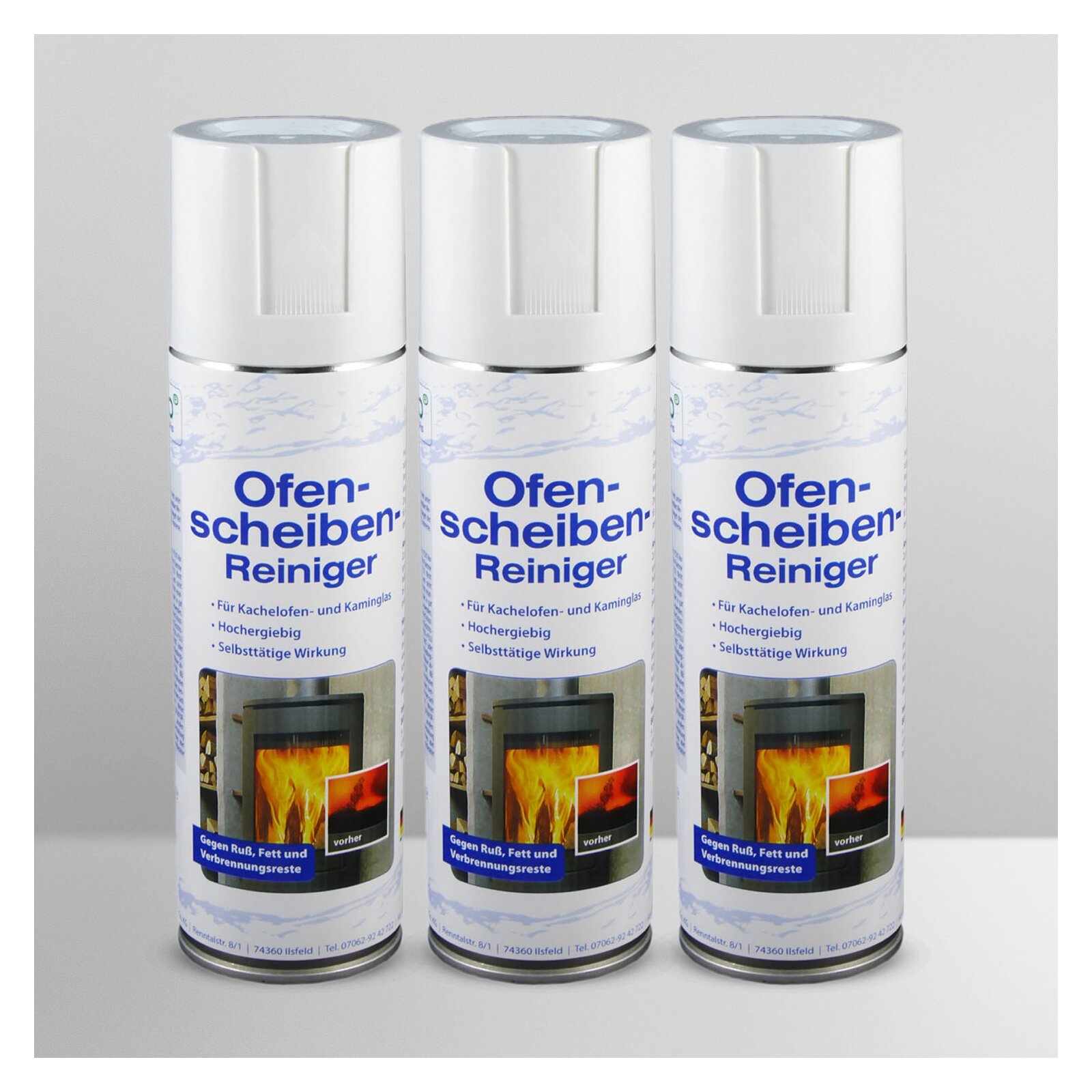 S-Pro Ofen- und Kamin-Scheibenreiniger 3 Dosen-Set