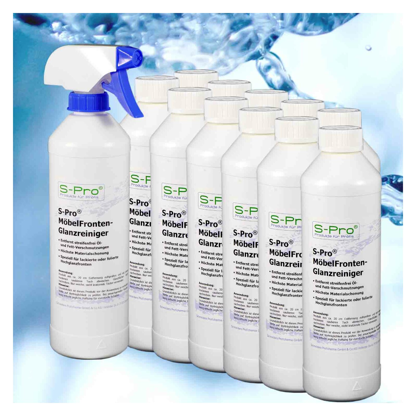 S-Pro Möbelfronten-Glanzreiniger 12x500ml Flasche mit Sprüher