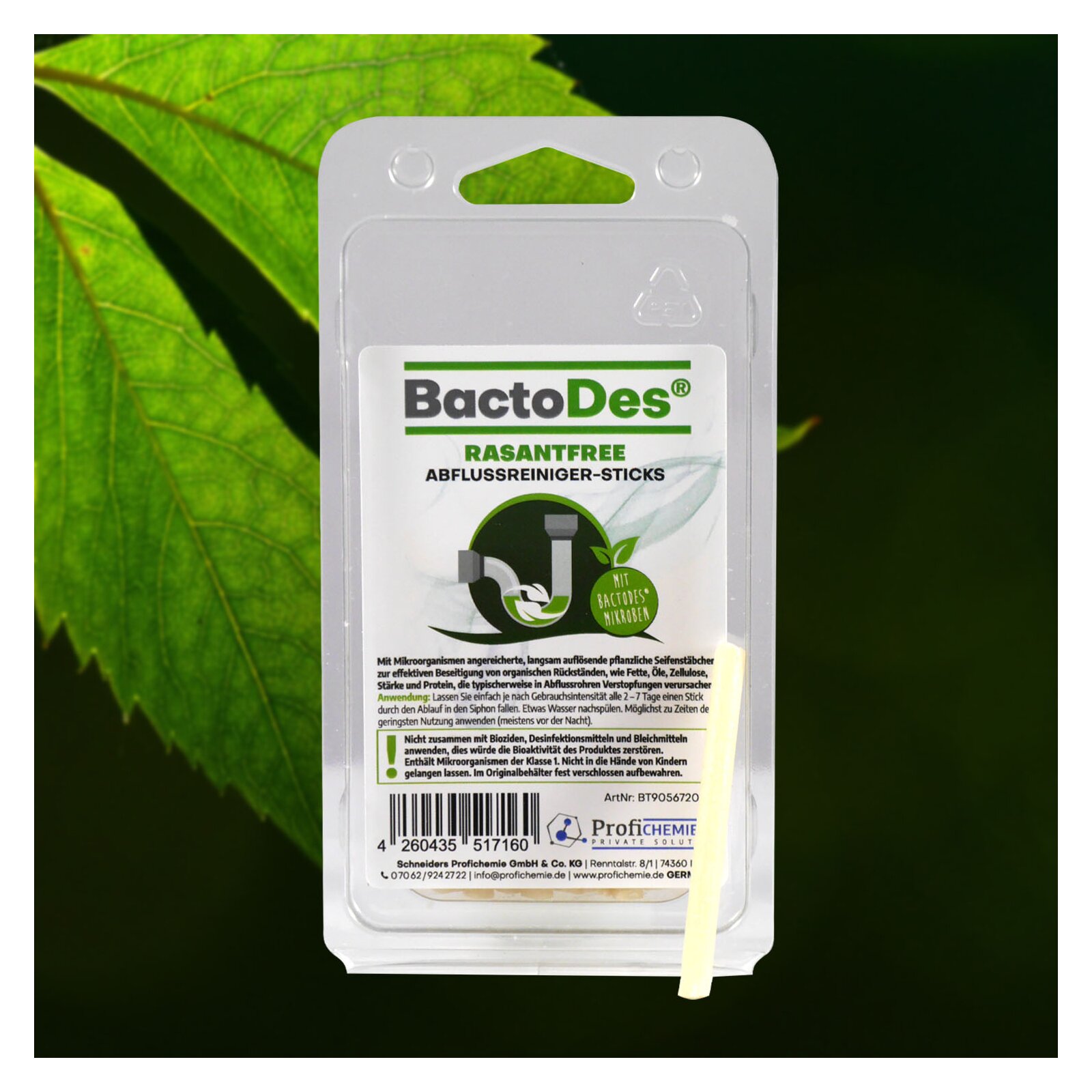 BactoDes® RasantFree Abflussreiniger-STICKS 1 Pack mit 20 Sticks