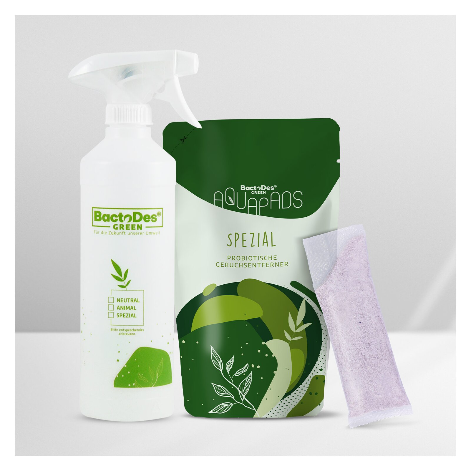 BactoDes Spezial Aquapad Starter Set mit 4 Stück & Bio-Sprühflasche