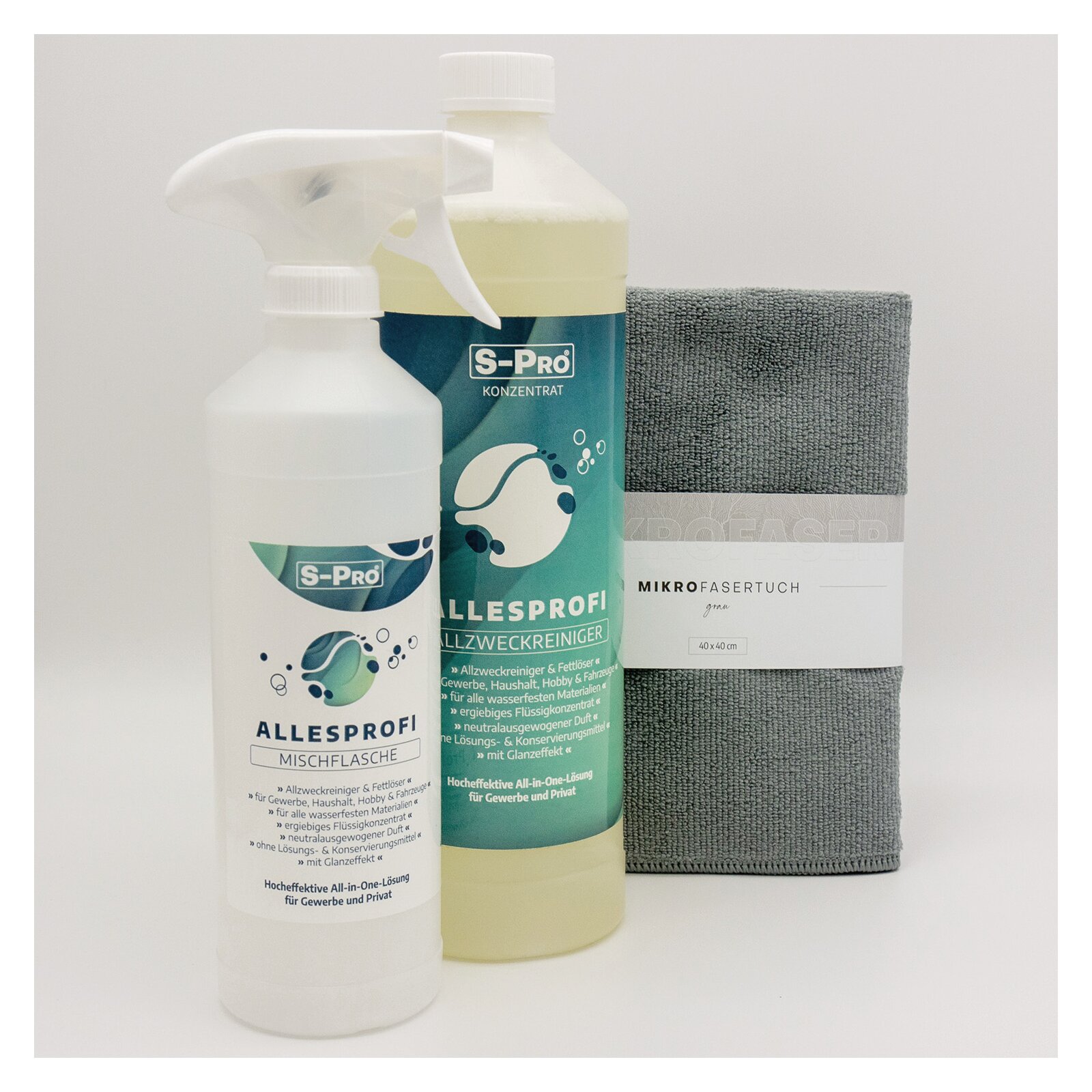 S-Pro AllesProfi Allzweckreiniger Konzentrat 1 x 1 Liter inkl. Mischflasche und Mikrofasertuch