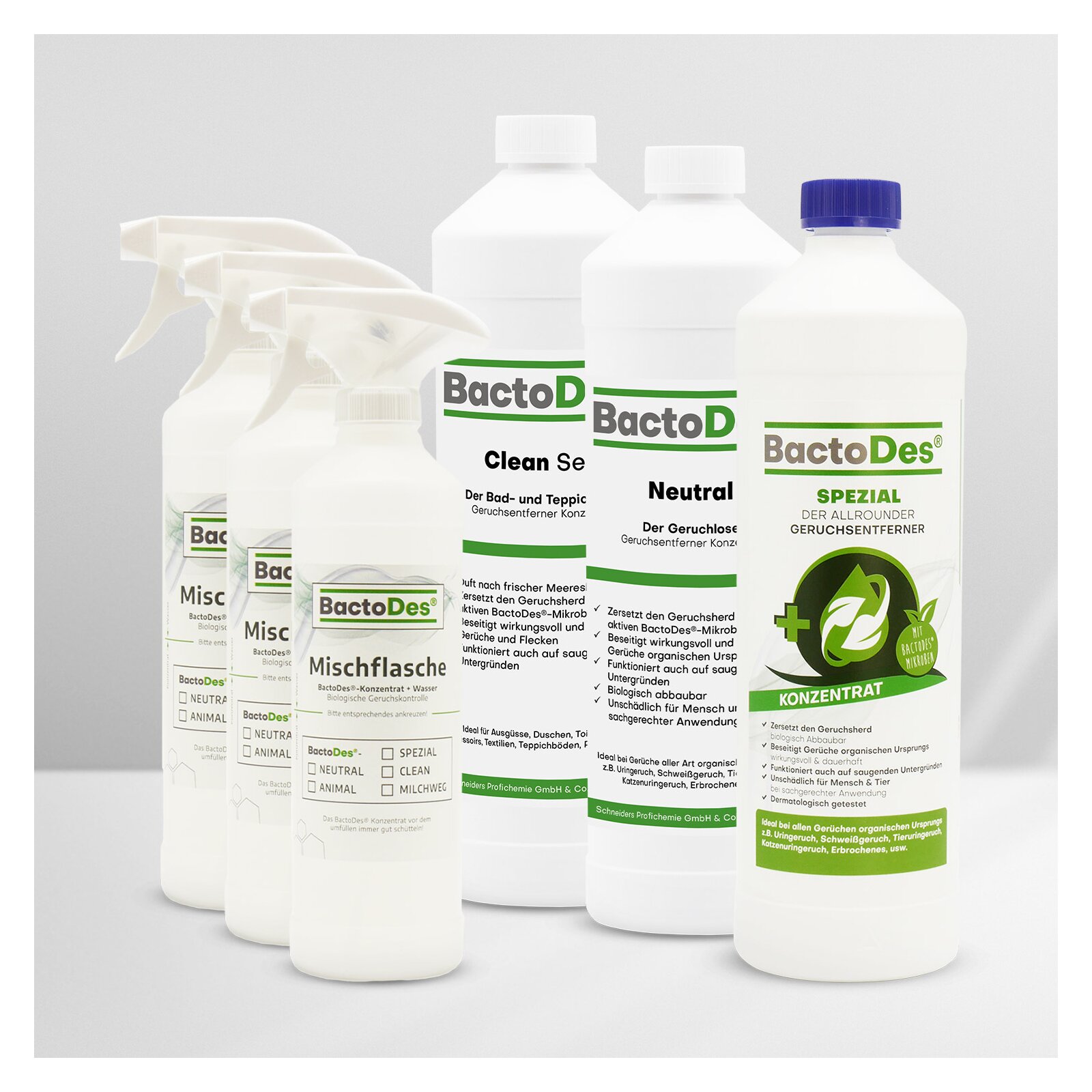 BactoDes-3-er-Set 'Clean-Spezial-Neutral'' incl. 3 Misch- und Sprühflaschen'