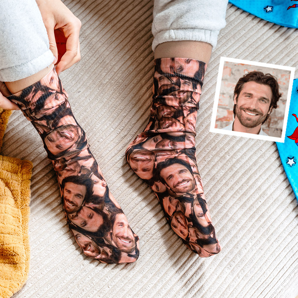 Personalisierbare Socken mit Gesicht, Weihnachtsgeschenk, Fotogeschenk, Geburtstagsgeschenk, Geschenk für Männer, Geschenk für Freund, Geschenk für Bruder, Geschenke für Frauen, Geschenke für Freundin, Geschenk für Schwester, Geschenk für Mama, Geschenk f