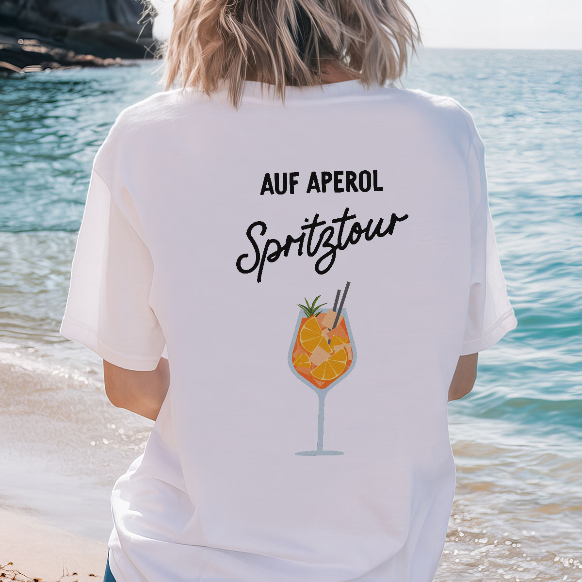 Personalisierbares T-Shirt mit Aperol Glas und Text, Weihnachtsgeschenk, Geburtstagsgeschenk, Geschenk für Mama, Witzige Geschenke, Kleine Geschenke, Geschenk, Geschenkidee