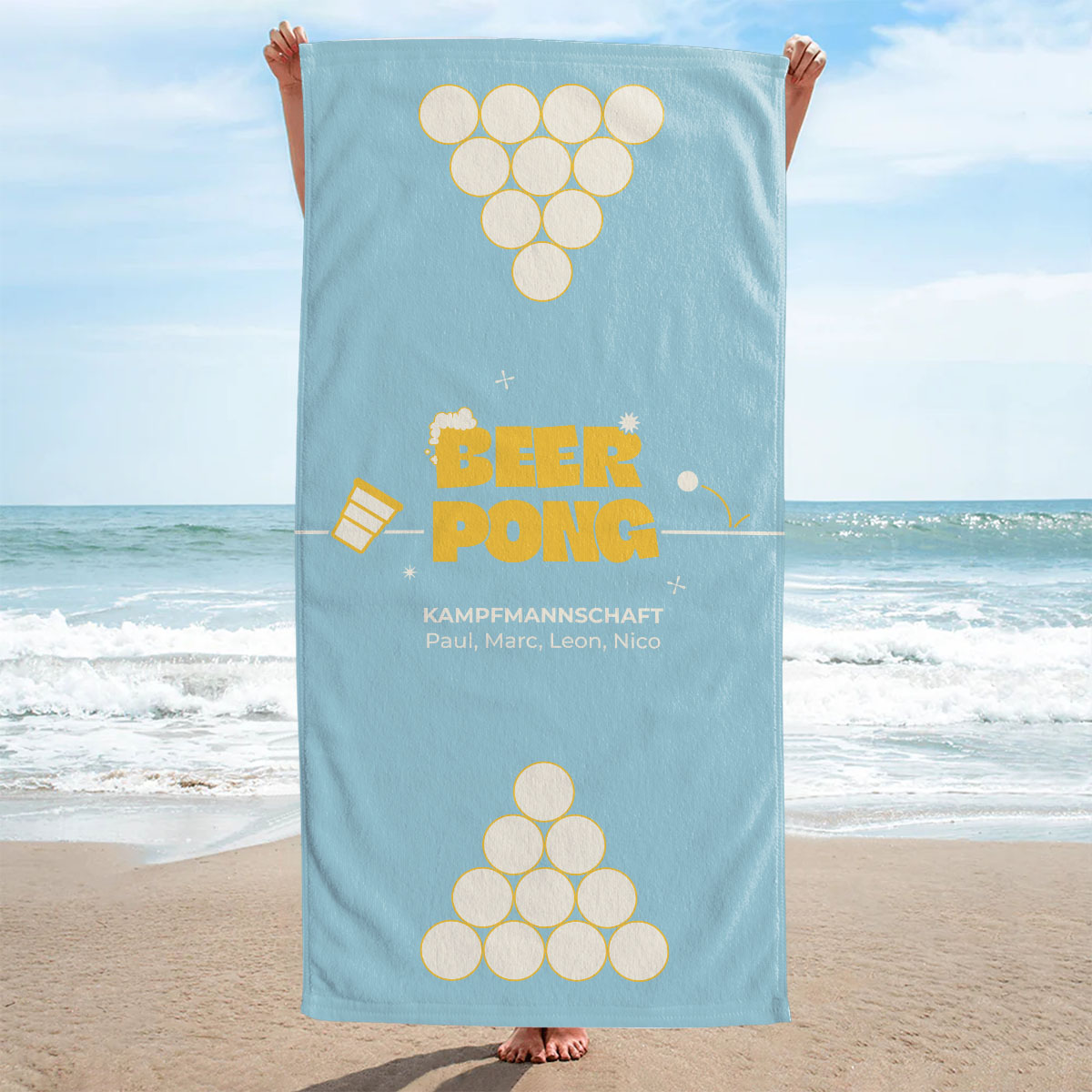 Personalisierbares Bierpong Handtuch, Geburtstagsgeschenk, Geschenk für Männer, Geschenk für Freund, Geschenk für Bruder, Geschenke für Frauen, Geschenke für Freundin, Geschenk für Schwester, Witzige Geschenke, Romantische Geschenke, Hochzeitsgeschenk, Kl
