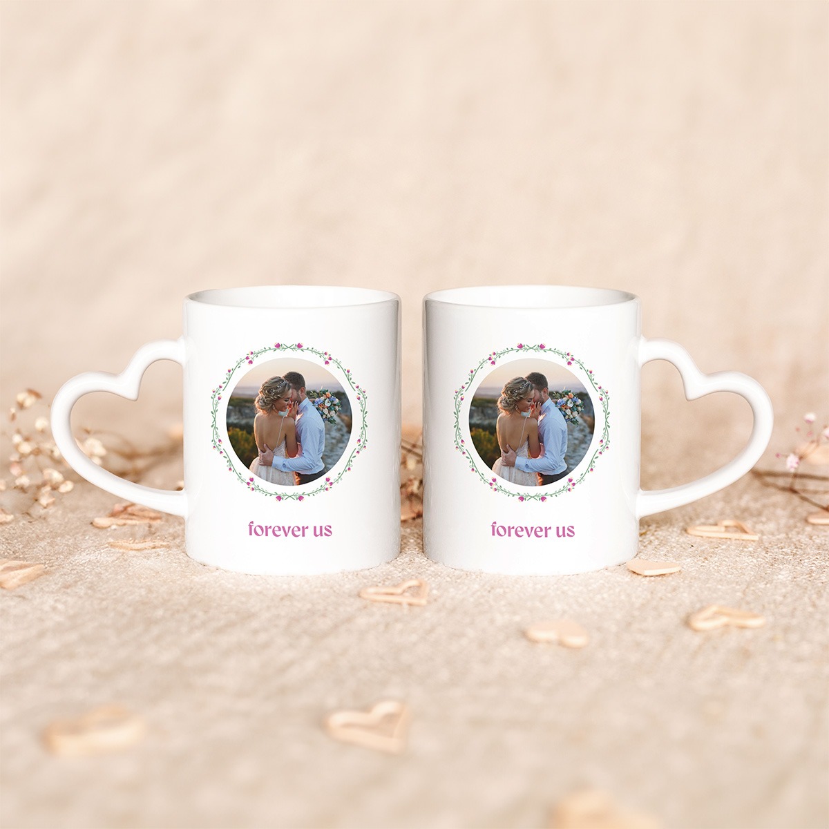 Personalisierbare Tasse Blumenkranz mit Foto und Text, Fotogeschenk, Geschenke für Frauen, Geschenke für Freundin, Geschenk für Schwester, Geschenk für Mama, Witzige Geschenke, Romantische Geschenke, Hochzeitsgeschenk, Kleine Geschenke, Geschenk, Geschenk