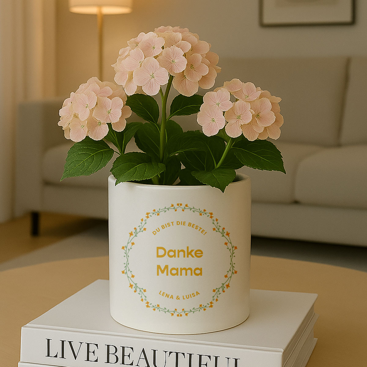 Personalisierbarer Blumentopf mit Text und Kranz, Weihnachtsgeschenk, Geschenke für Frauen, Geschenke für Freundin, Geschenk für Schwester, Geschenk für Mama, Romantische Geschenke, Hochzeitsgeschenk, Kleine Geschenke, Geschenk, Geschenkidee