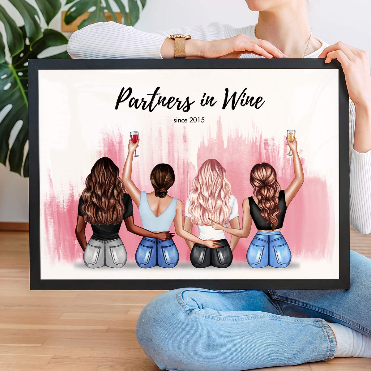 Personalisierbare Poster-Illustration Freundinnen mit Text, Geschenke für Frauen, Geschenke für Freundin, Geschenk für Schwester, Romantische Geschenke, Hochzeitsgeschenk, Kleine Geschenke, Geschenk, Geschenkidee