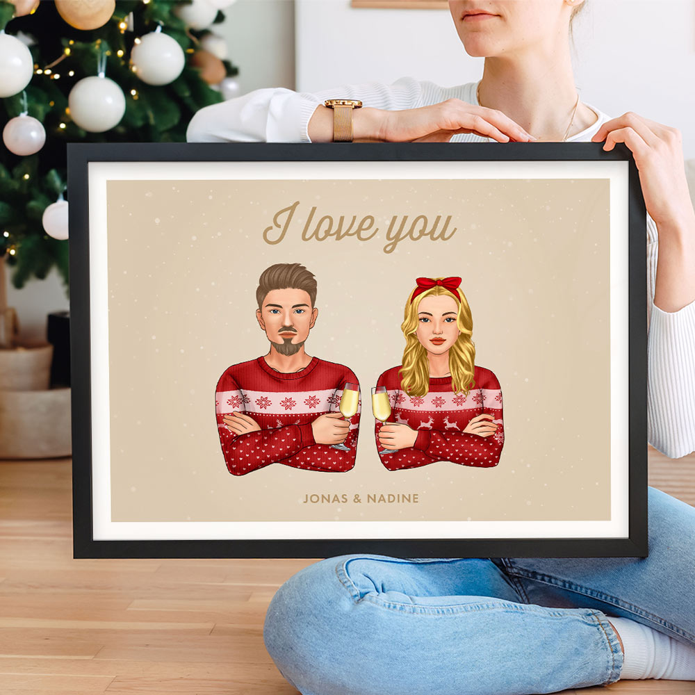 Personalisierbare Poster-Illustration mit 2 Personen, Romantische Geschenke, Hochzeitsgeschenk, Kleine Geschenke, Geschenk, Geschenkidee