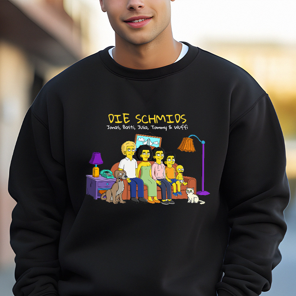Personalisierbare Pullover-Illustration Cartoon Familie, Witzige Geschenke, Romantische Geschenke, Hochzeitsgeschenk, Kleine Geschenke, Geschenk, Geschenkidee