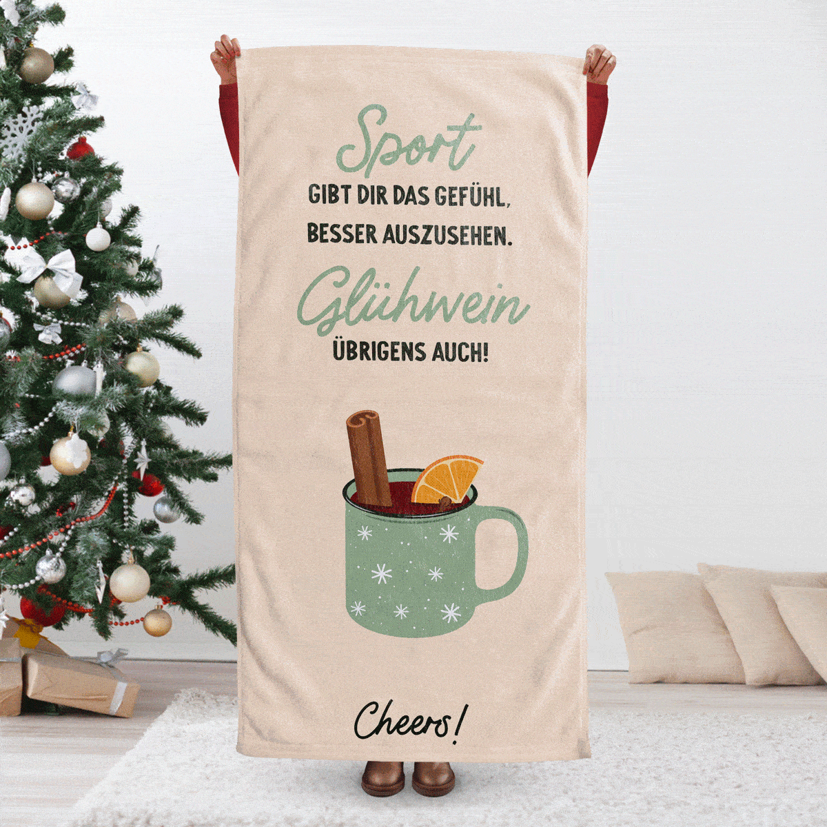 Personalisierbares Handtuch mit Glühweinspruch, Witzige Geschenke, Romantische Geschenke, Hochzeitsgeschenk, Kleine Geschenke, Geschenk, Geschenkidee