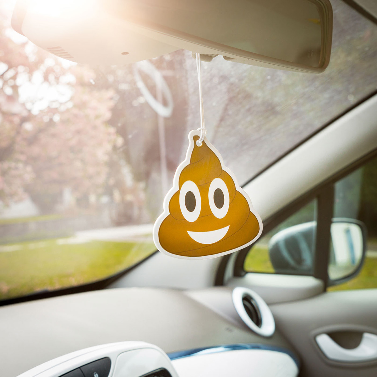 Emoji Poop - Lufterfrischer fürs Auto, Poo, Häufchen, KfZ, Neuwagen, Duft, Geruch, Emoticon, Smiley, Gag, Scherz, Geschenk, Autofahrer, Raumduft, Witzige Geschenke, Kleine Geschenke, Geschenk, Geschenkidee