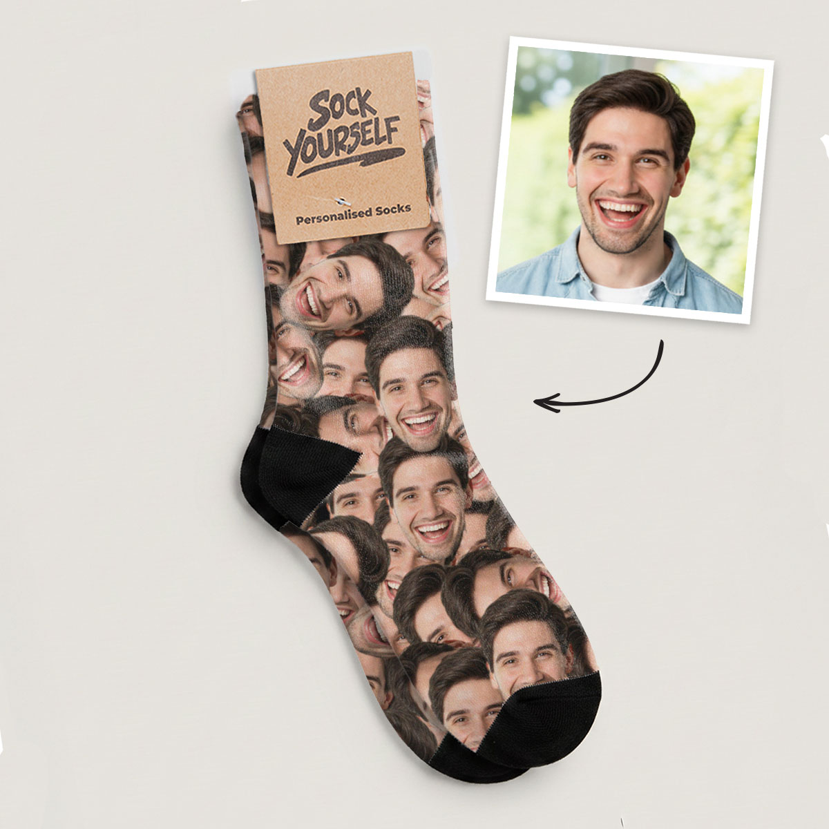 Personalisierbare Socken mit Gesicht, Fotogeschenk, Geburtstagsgeschenk, Geschenk für Männer, Geschenk für Freund, Geschenk für Bruder, Geschenke für Frauen, Geschenke für Freundin, Geschenk für Schwester, Geschenk für Mama, Geschenk für Papa, Witzige Ges