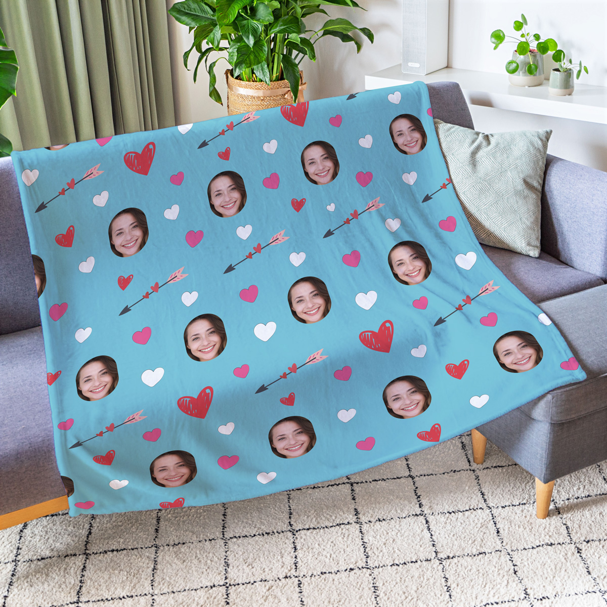 Fotodecke mit Gesicht und Hintergründen, personalisiert, personalisierbar, Weihnachtsgeschenk, Fotogeschenk, Romantische Geschenke, Hochzeitsgeschenk, Geschenk, Geschenkidee