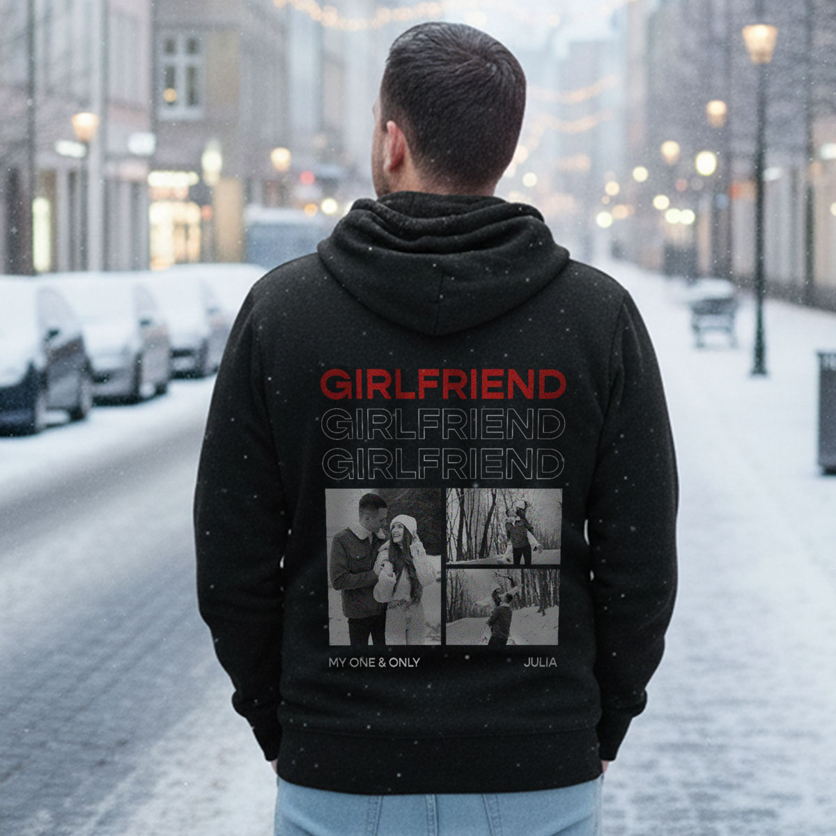 Personalisierbarer Kapuzenpullover mit Schwarz Weiß Fotos und Text, Valentinstag Geschenk, Fotogeschenk, Witzige Geschenke, Romantische Geschenke, Hochzeitsgeschenk, Kleine Geschenke, Geschenk, Geschenkidee