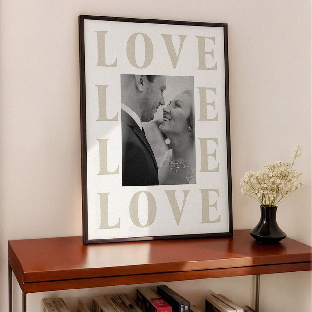 Personalisierbares Poster mit Love Design und Foto, Fotogeschenk, Romantische Geschenke, Hochzeitsgeschenk, Geschenk, Geschenkidee