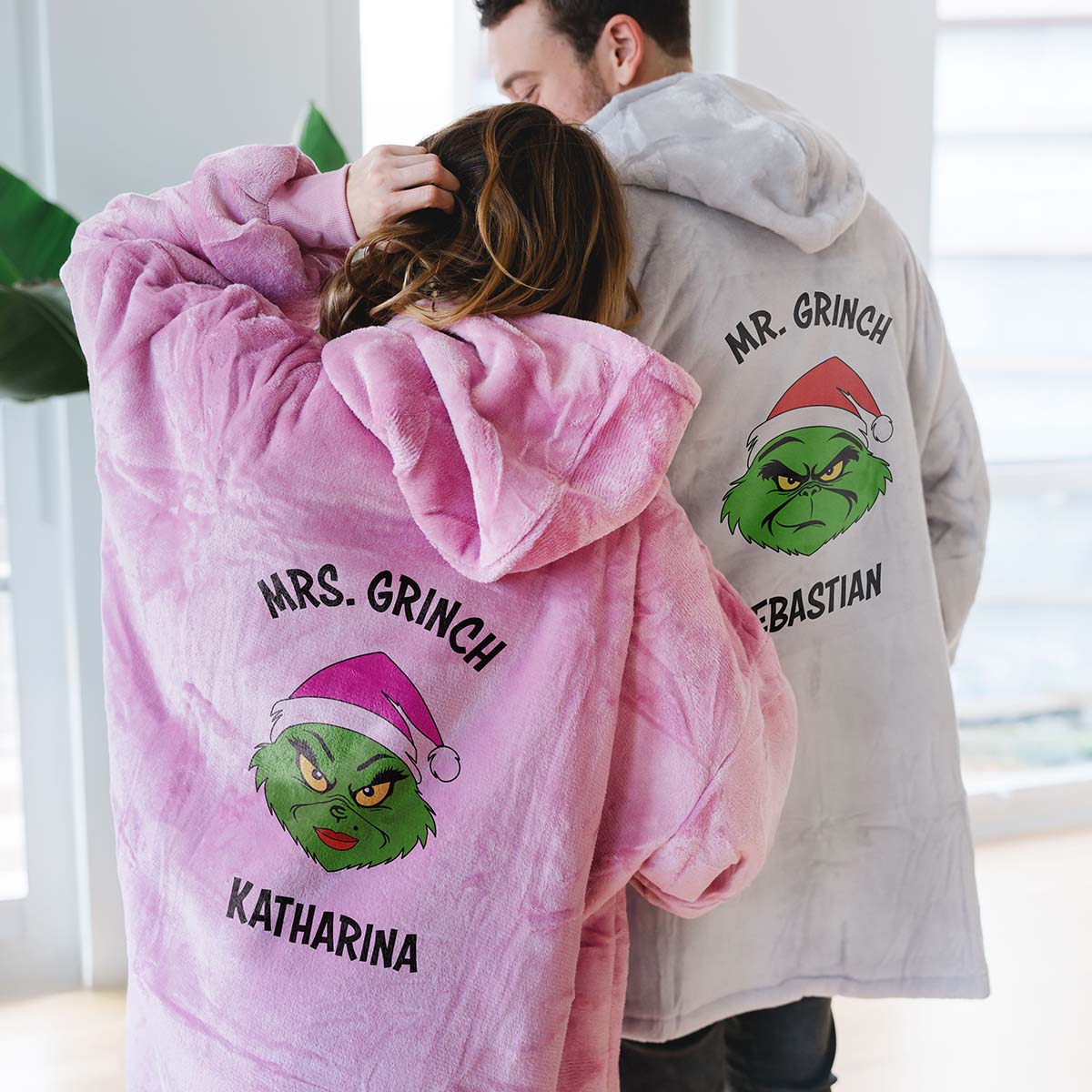 Personalisierbare Grinch Hoodie Decke, Weihnachtsgeschenk, Witzige Geschenke, Romantische Geschenke, Hochzeitsgeschenk, Geschenk, Geschenkidee