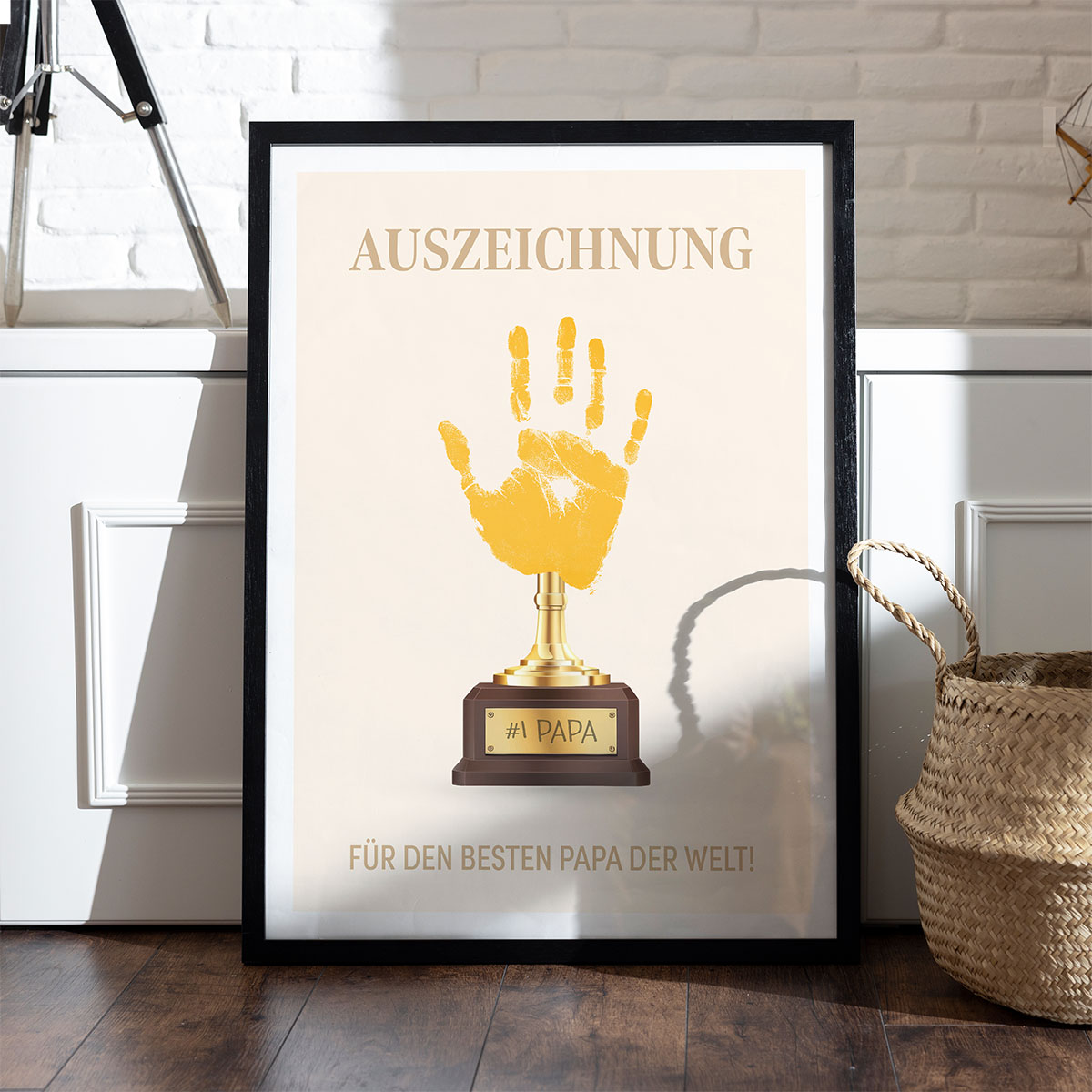 Personalisierbares Poster mit Handabdruck und Pokal, Fotogeschenk, Geschenk für Papa, Witzige Geschenke, Romantische Geschenke, Hochzeitsgeschenk, Kleine Geschenke, Geschenk, Geschenkidee