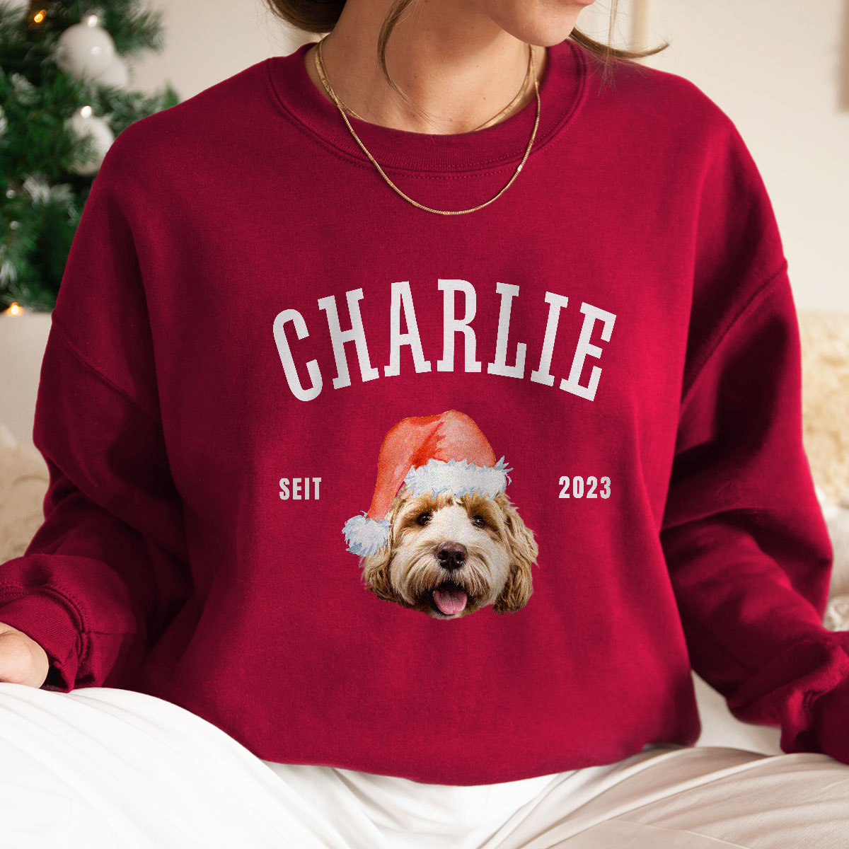 Personalisierbarer Pullover mit Haustier und Weihnachtsmütze, Fotogeschenk, Witzige Geschenke, Romantische Geschenke, Hochzeitsgeschenk, Kleine Geschenke, Geschenk, Geschenkidee