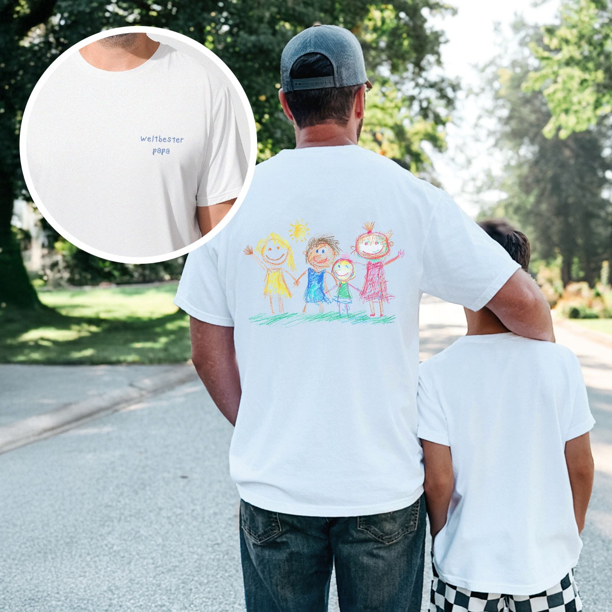 Personalisierbares T-Shirt mit deiner Zeichnung vorne und hinten, Weihnachtsgeschenk, Fotogeschenk, Geschenk für Mama, Geschenk für Papa, Witzige Geschenke, Kleine Geschenke, Geschenk, Geschenkidee