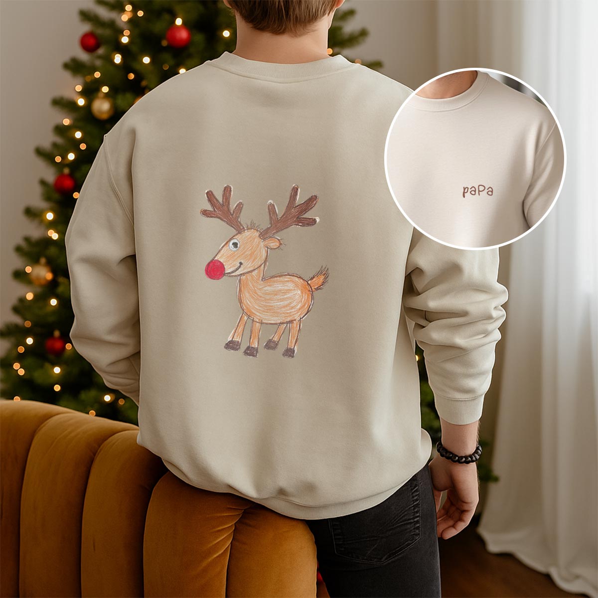 Personalisierbarer Pullover mit deiner Zeichnung vorne und hinten, Fotogeschenk, Geschenk für Papa, Witzige Geschenke, Kleine Geschenke, Geschenk, Geschenkidee