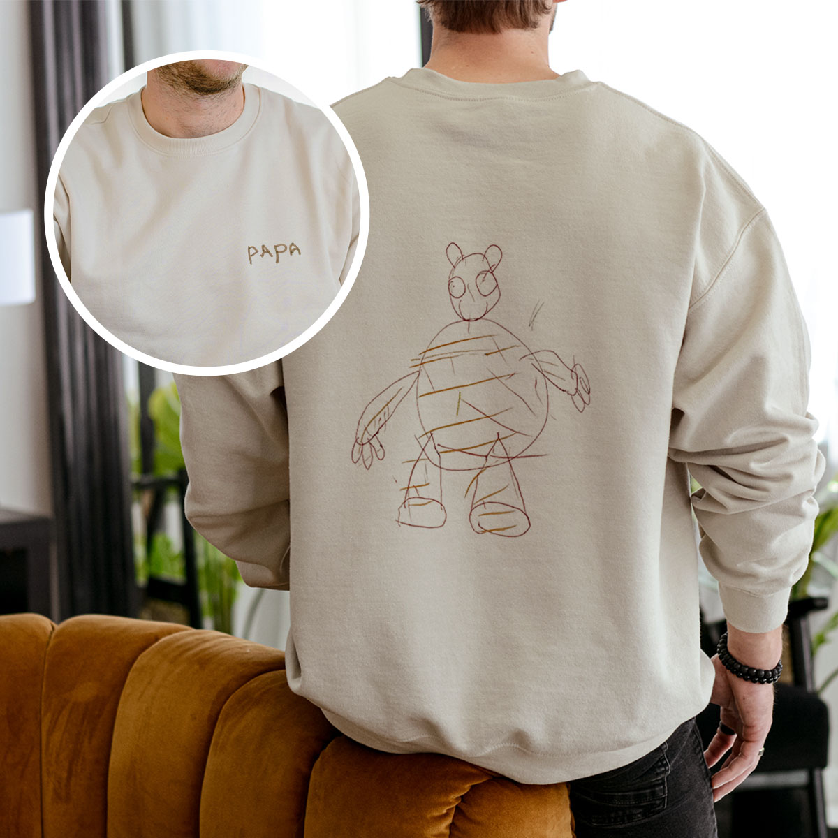 Personalisierbarer Pullover mit deiner Zeichnung vorne und hinten, Fotogeschenk, Geschenk für Papa, Witzige Geschenke, Kleine Geschenke, Geschenk, Geschenkidee