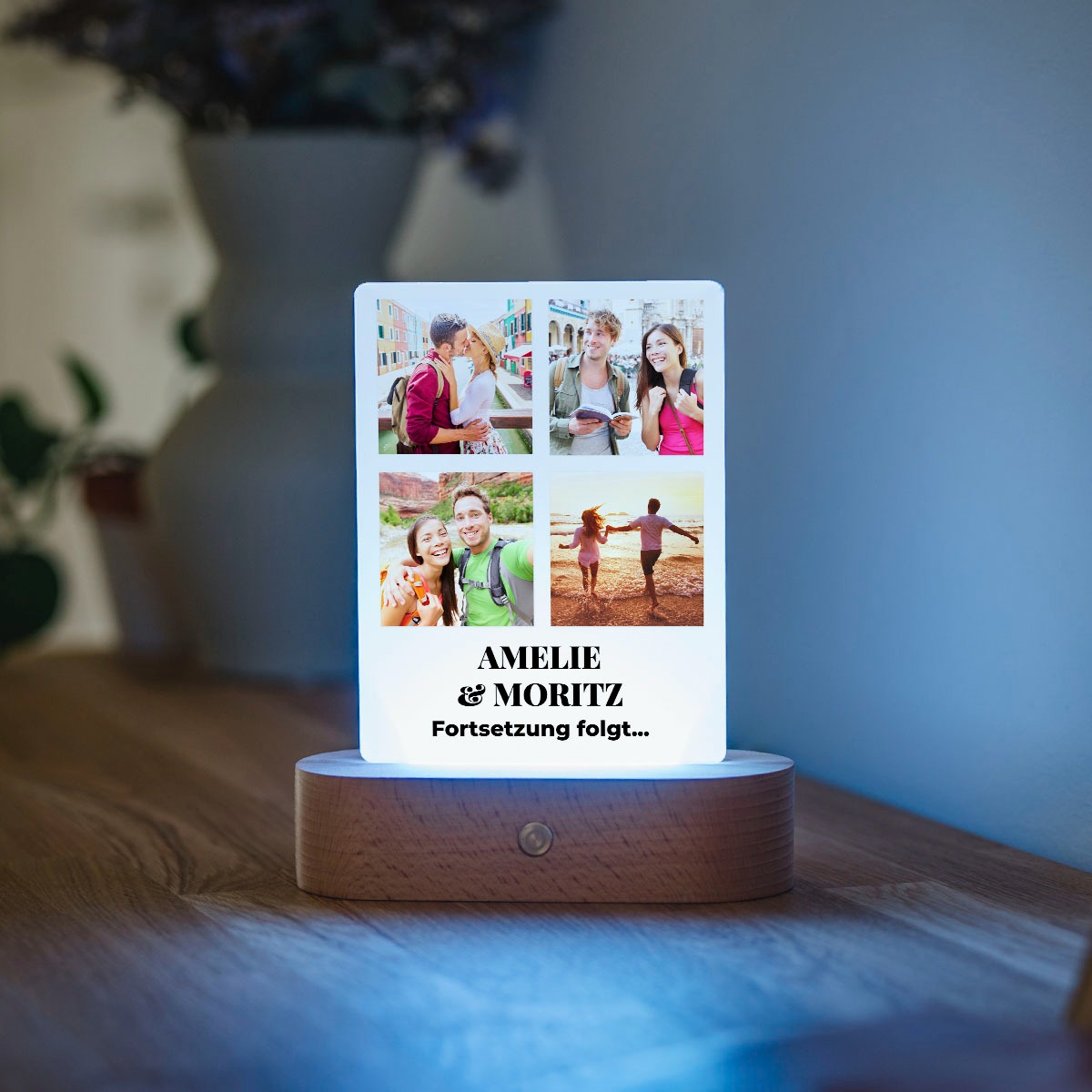 Personalisierbare LED-Lampe mit 4 Fotos und Text, Fotogeschenk, Geschenk für Männer, Geschenk für Freund, Geschenk für Bruder, Geschenke für Frauen, Geschenke für Freundin, Geschenk für Schwester, Witzige Geschenke, Romantische Geschenke, Hochzeitsgeschen