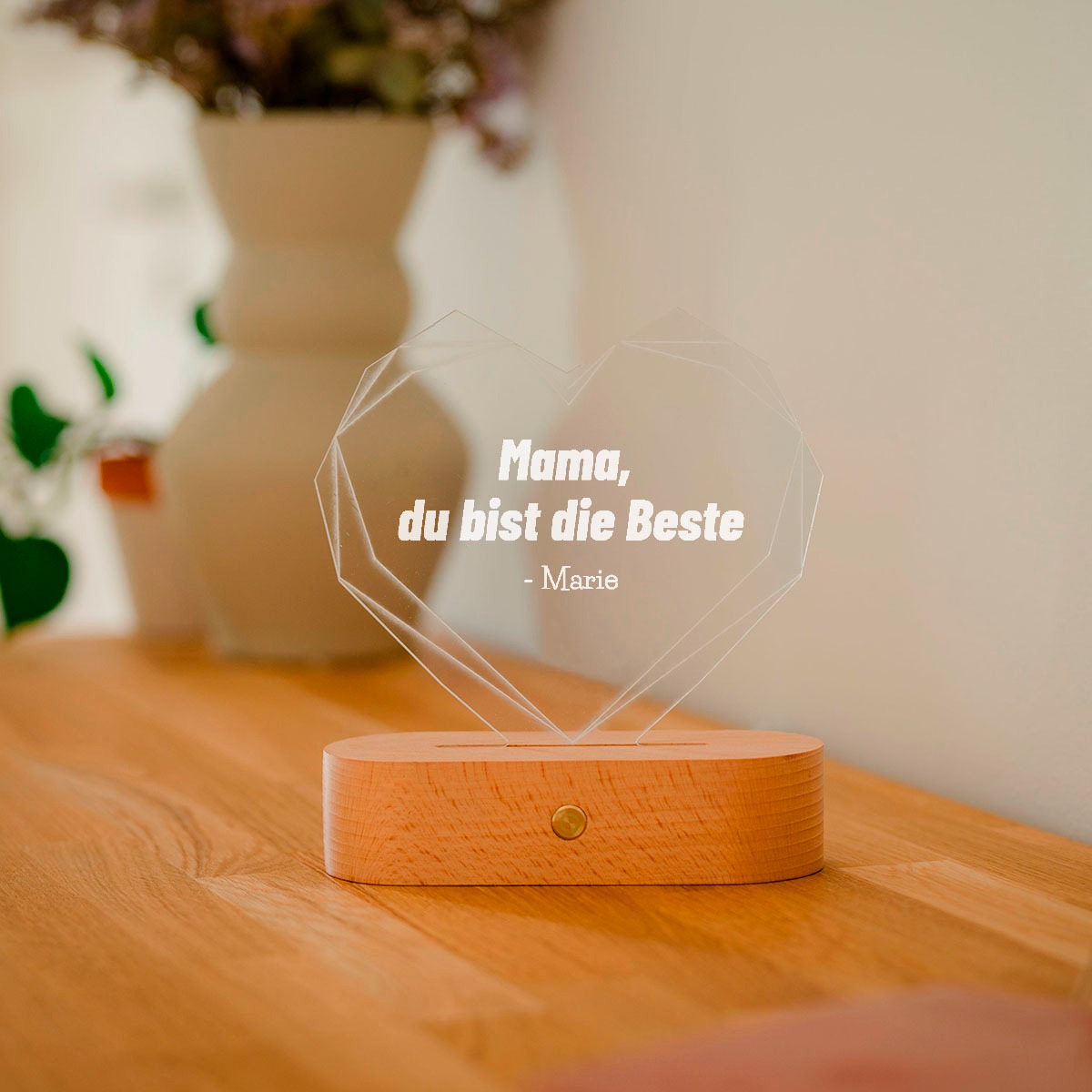 Personalisierbare Herz-Lampe mit Name, Weihnachtsgeschenk, Geburtstagsgeschenk, Geschenke für Frauen, Geschenke für Freundin, Geschenk für Schwester, Geschenk für Mama, Romantische Geschenke, Hochzeitsgeschenk, Geschenk, Geschenkidee